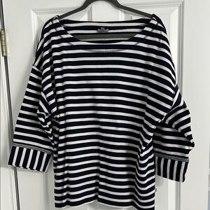 T Talbots Striped Navy and White Women's Top